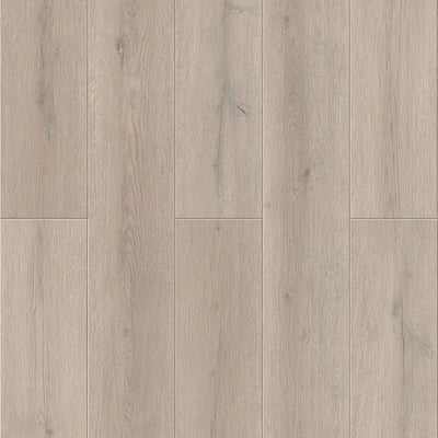 Light beige wood-look flooring planks with subtle grain texture and natural tonal variation.