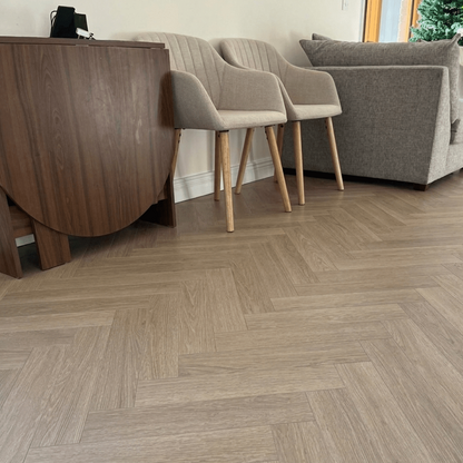 Baum Washed Oak Herringbone (Laminate Flooring) - Wood Floor Store