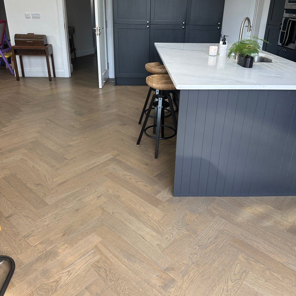 Fika Limed Grey Oak Herringbone - Wood Floor Store