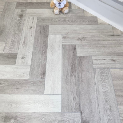 Karna Light Grey Oak Herringbone SPC - Wood Floor Store