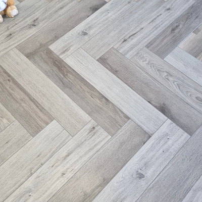 Karna Mountain Grey Oak Herringbone SPC - Wood Floor Store