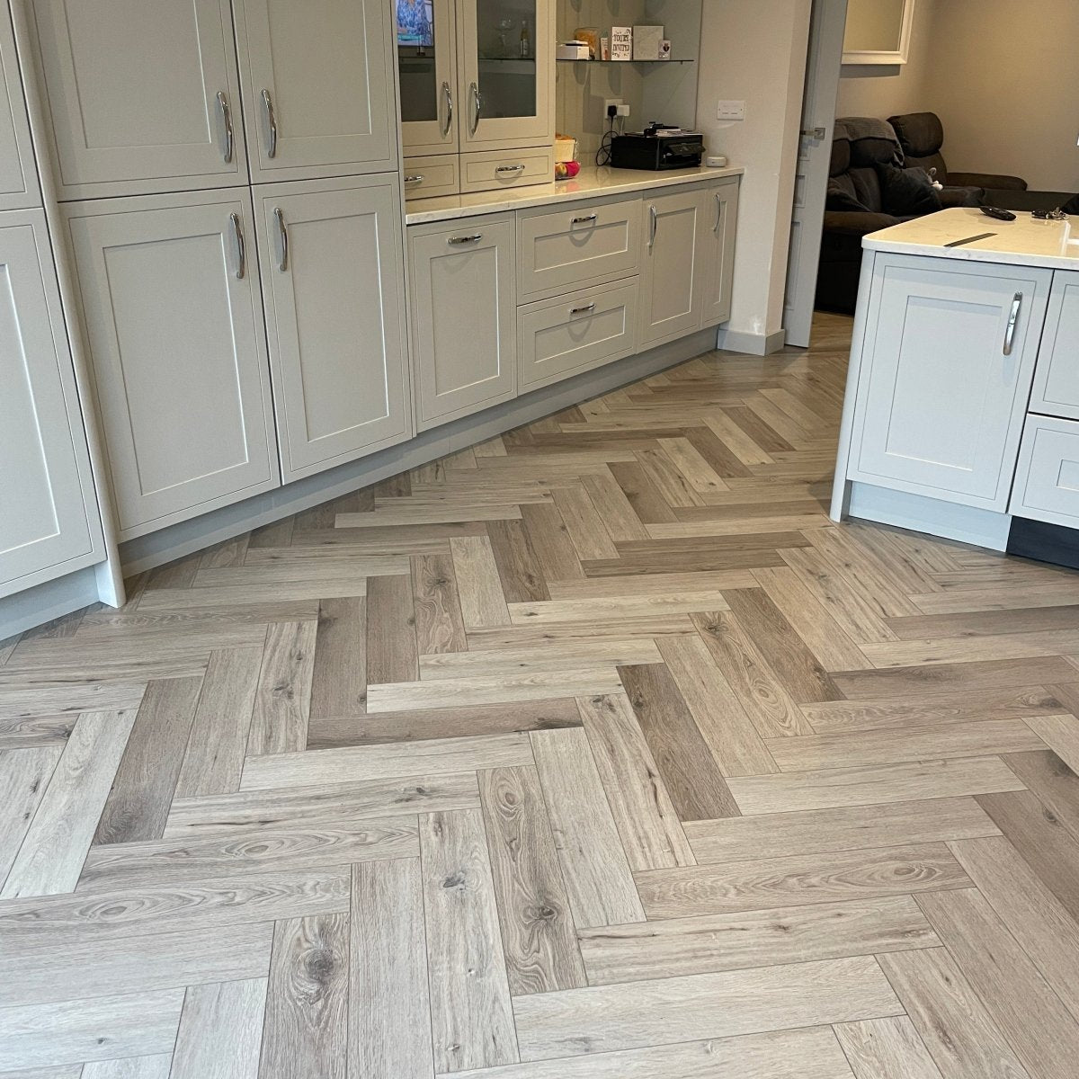 Karna Mountain Grey Oak Herringbone SPC - Wood Floor Store