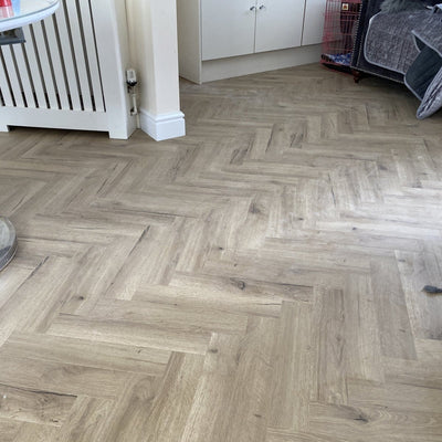 Konig Prestige Pale Oak Robust Herringbone - Wood Floor Store