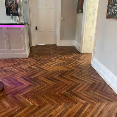 Konig Prestige Rich Walnut Herringbone - Wood Floor Store