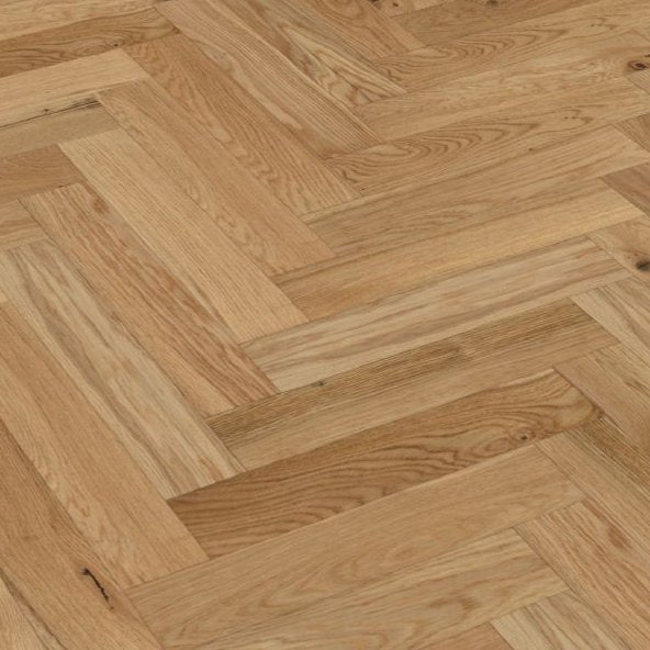 Lacquered and Brushed Oak Natural Herringbone 90 - Wood Floor Store