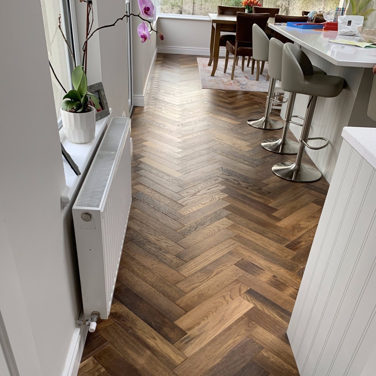 Lignum Strata Oak Double Smoked Herringbone 90 - Wood Floor Store