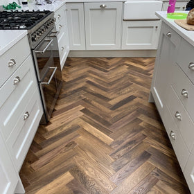 Lignum Strata Oak Double Smoked Herringbone 90 - Wood Floor Store