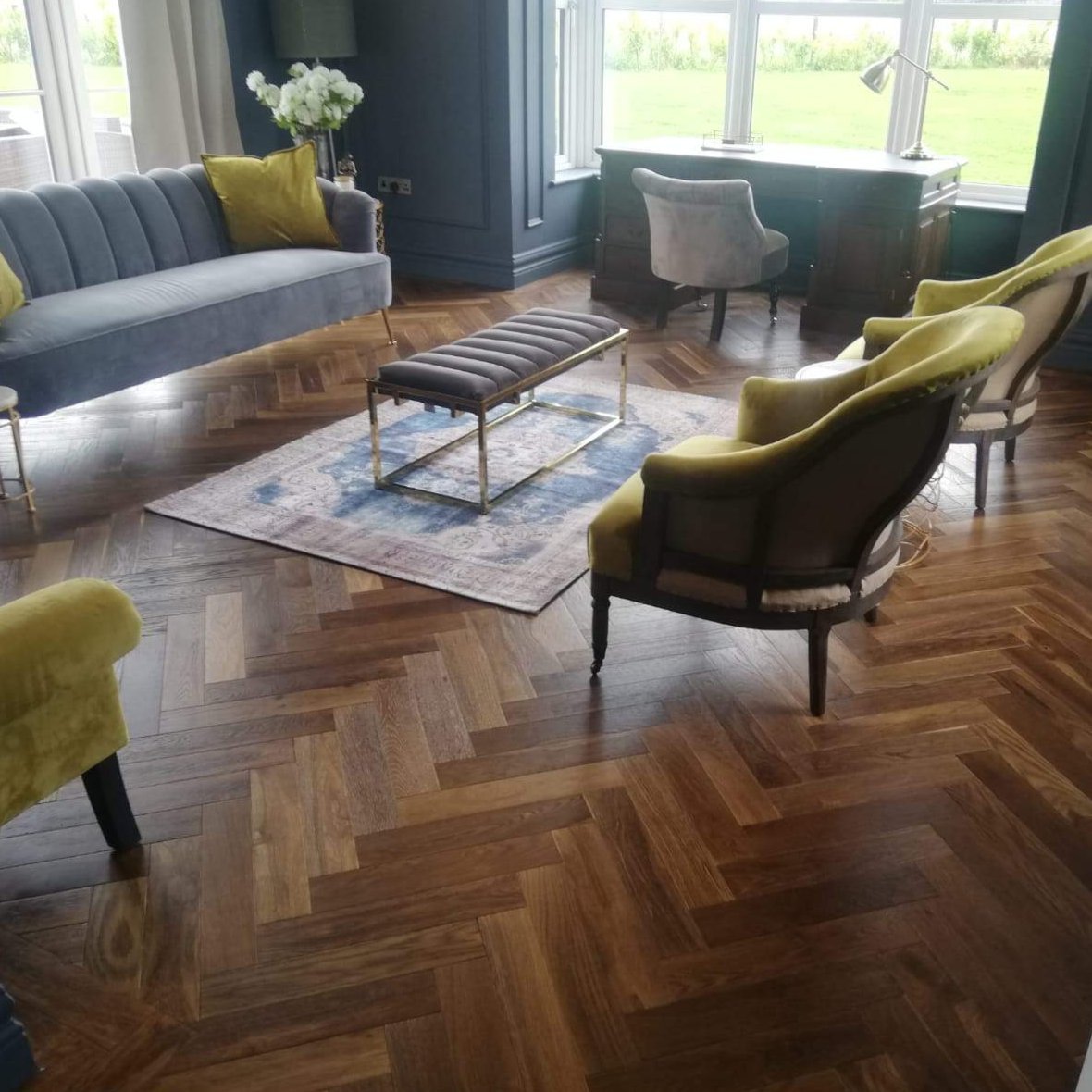 Lignum Strata Oak Double Smoked Herringbone 90 - Wood Floor Store