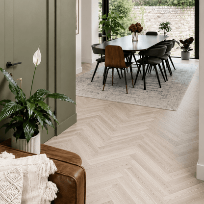Sample of Fika Romantic Oak Herringbone - Wood Floor Store