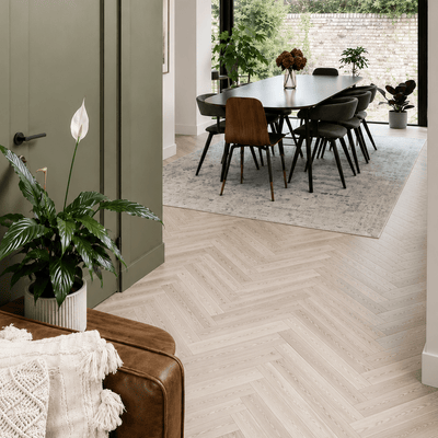 Sample of Fika Romantic Oak Herringbone - Wood Floor Store