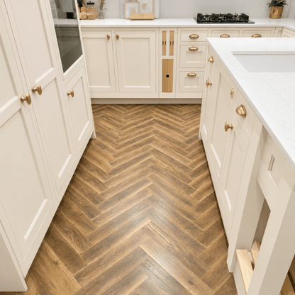 Sample of Lightly Smoked Oak Herringbone - Wood Floor Store