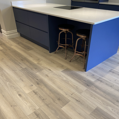 Laminate Plank Floor Light Grey Beige 12mm Flooring Home Interior Design Kitchen Living Room