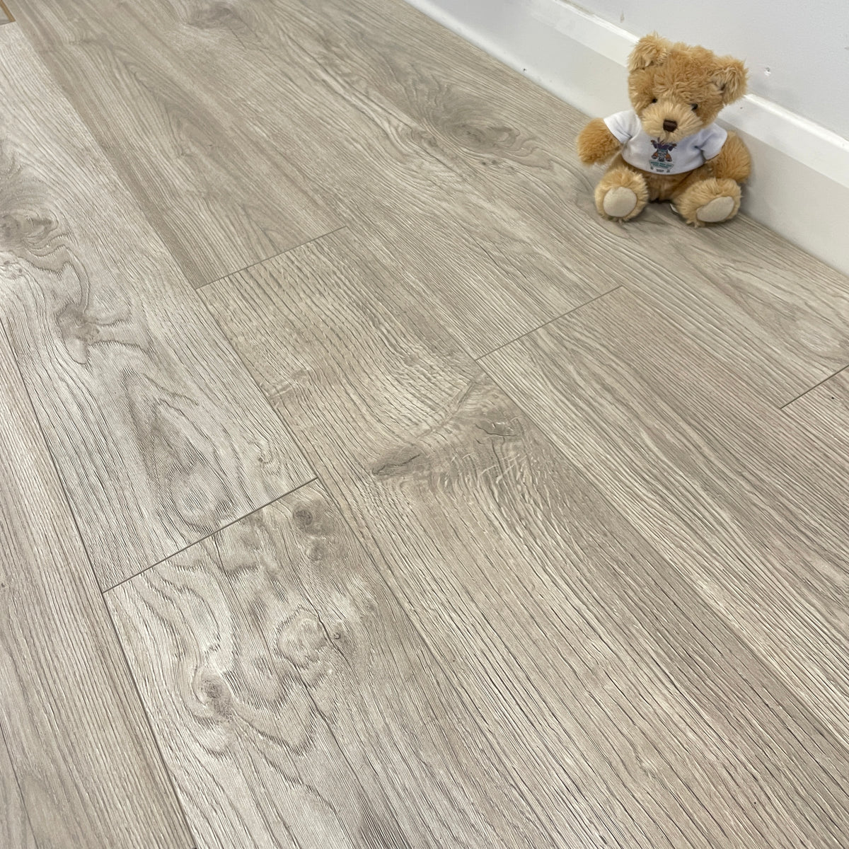 Laminate Plank Floor Light Ash Grey 12mm Flooring Home Interior Design Kitchen Living Room