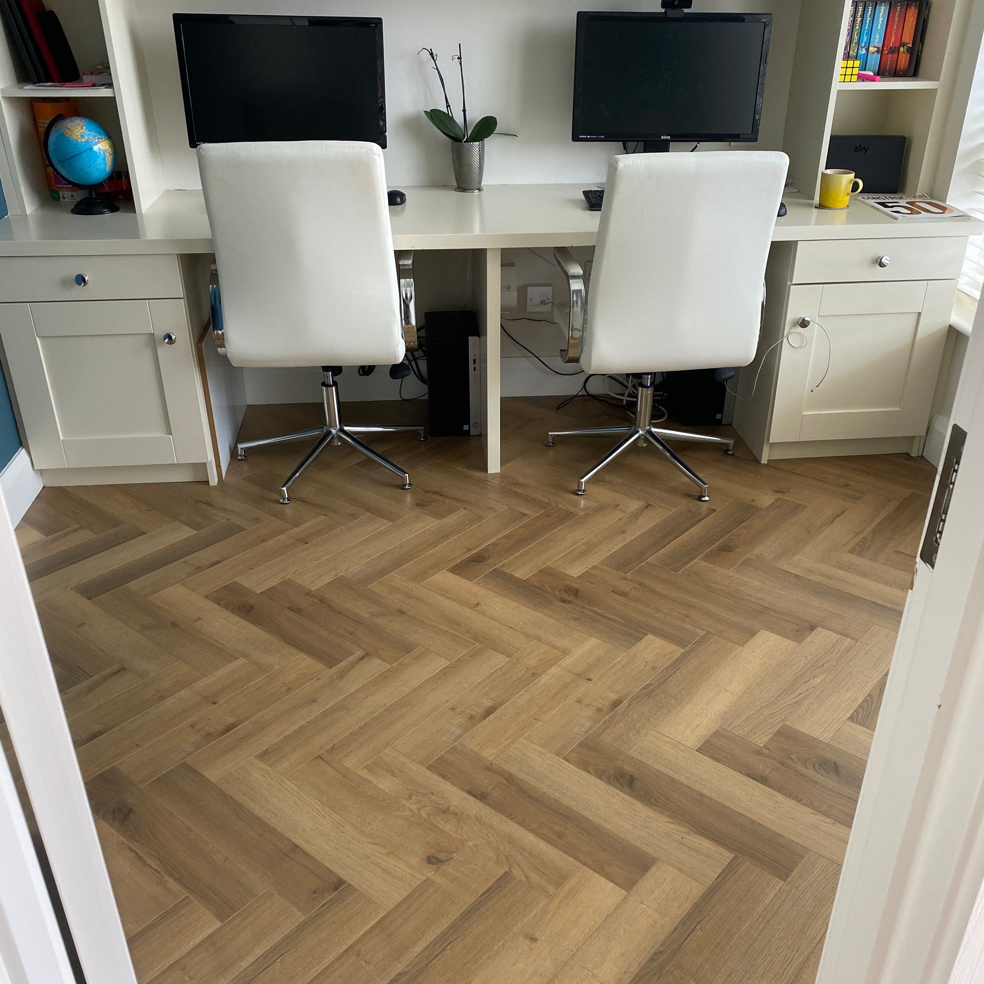 Laminate Herringbone Floor Dark Natural Oak Flooring 12mm Home Interior Design Living Room