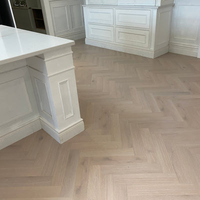 Laminate Herringbone Floor Light Grey Cream White 12mm Flooring Home Interior Design Kitchen Living Room