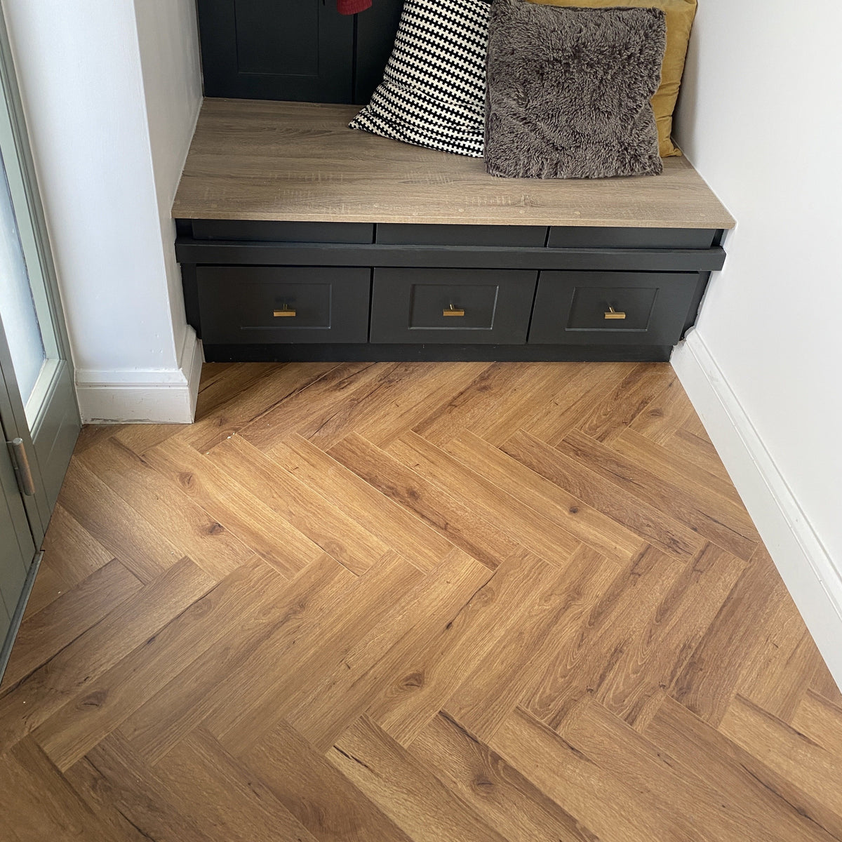 Laminate Herringbone Floor Fumed Oak 12mm Flooring Home Interior Design Kitchen Living Room